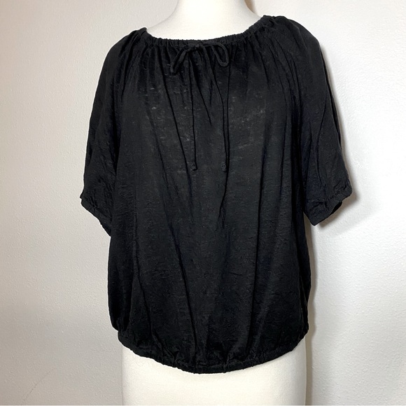 LOFT Black Linen Peasant Short Sleeve Top, XL & XXL - Picture 5 of 16